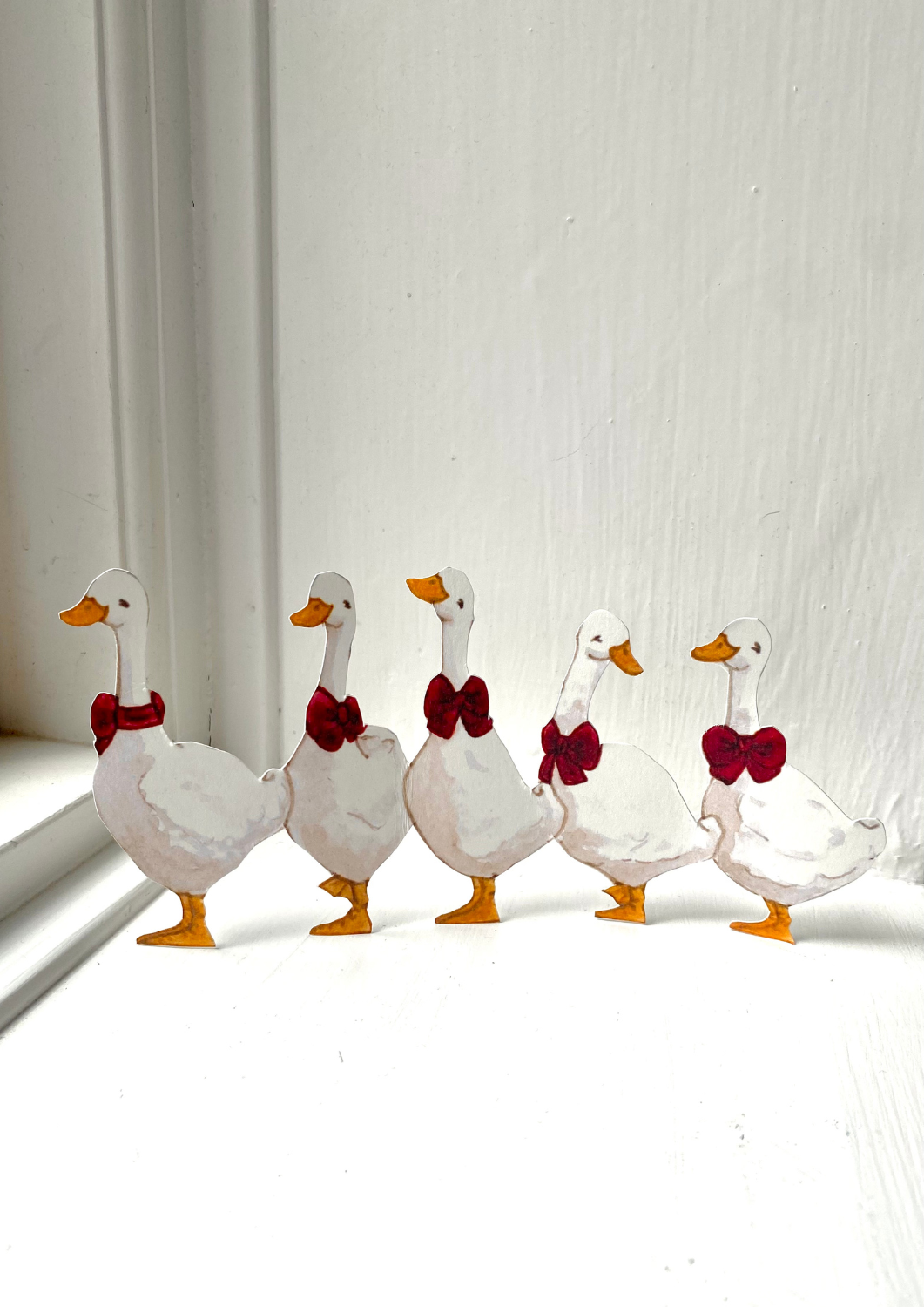 Bastelbogen - Gänse in einer Reihe