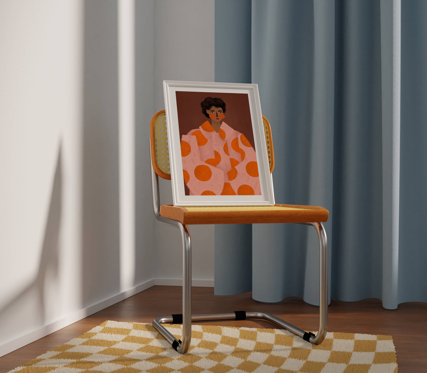 Die Frau mit den orangen Punkten - Kunstdruck A3