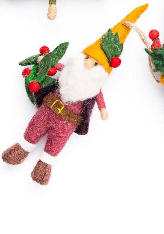Filzanhänger - Weihnachtswichtel Gelber Hut