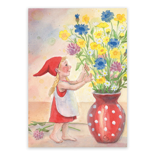 Wichtelmädchen mit Sommerblumen