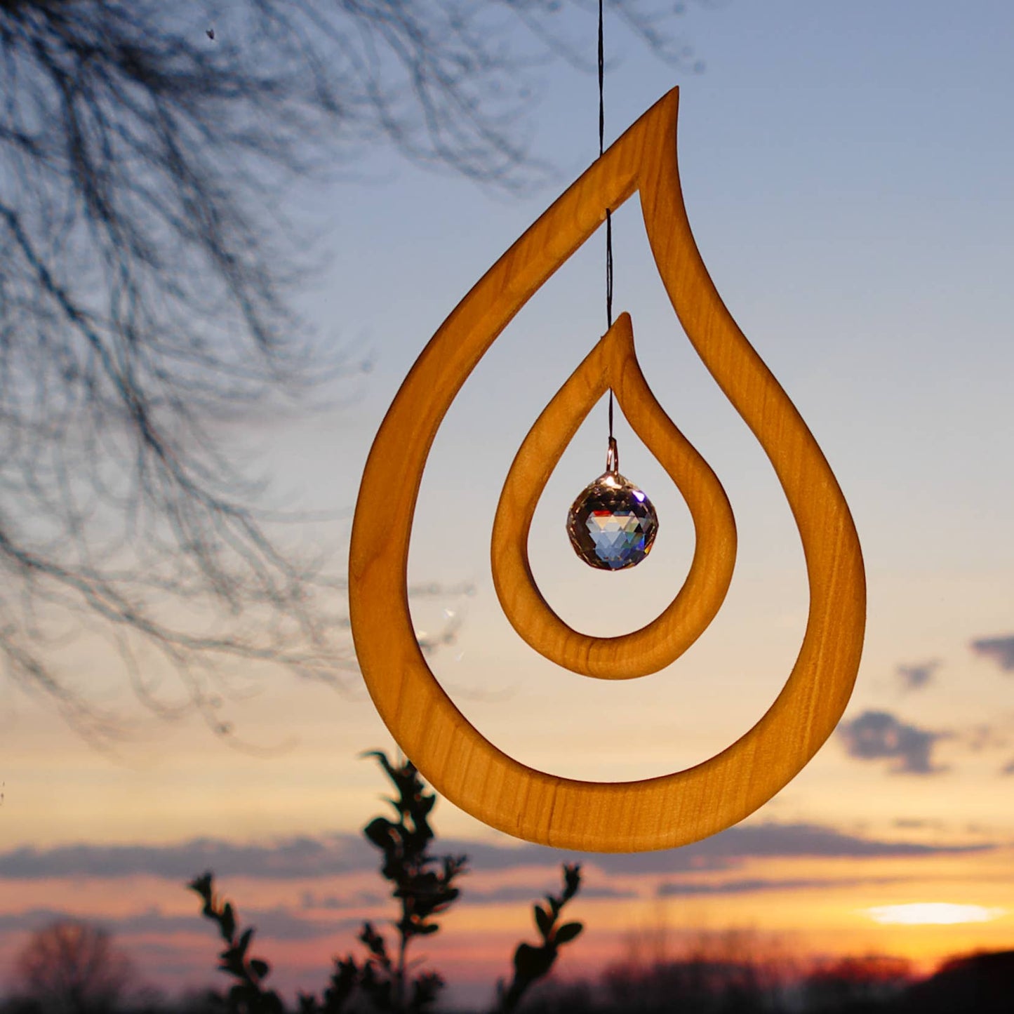 Fensterschmuck - Tautropfen mit Regenbogen-Kristall