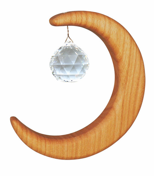 Fensterschmuck - Mond klein mit Regenbogen-Kristall