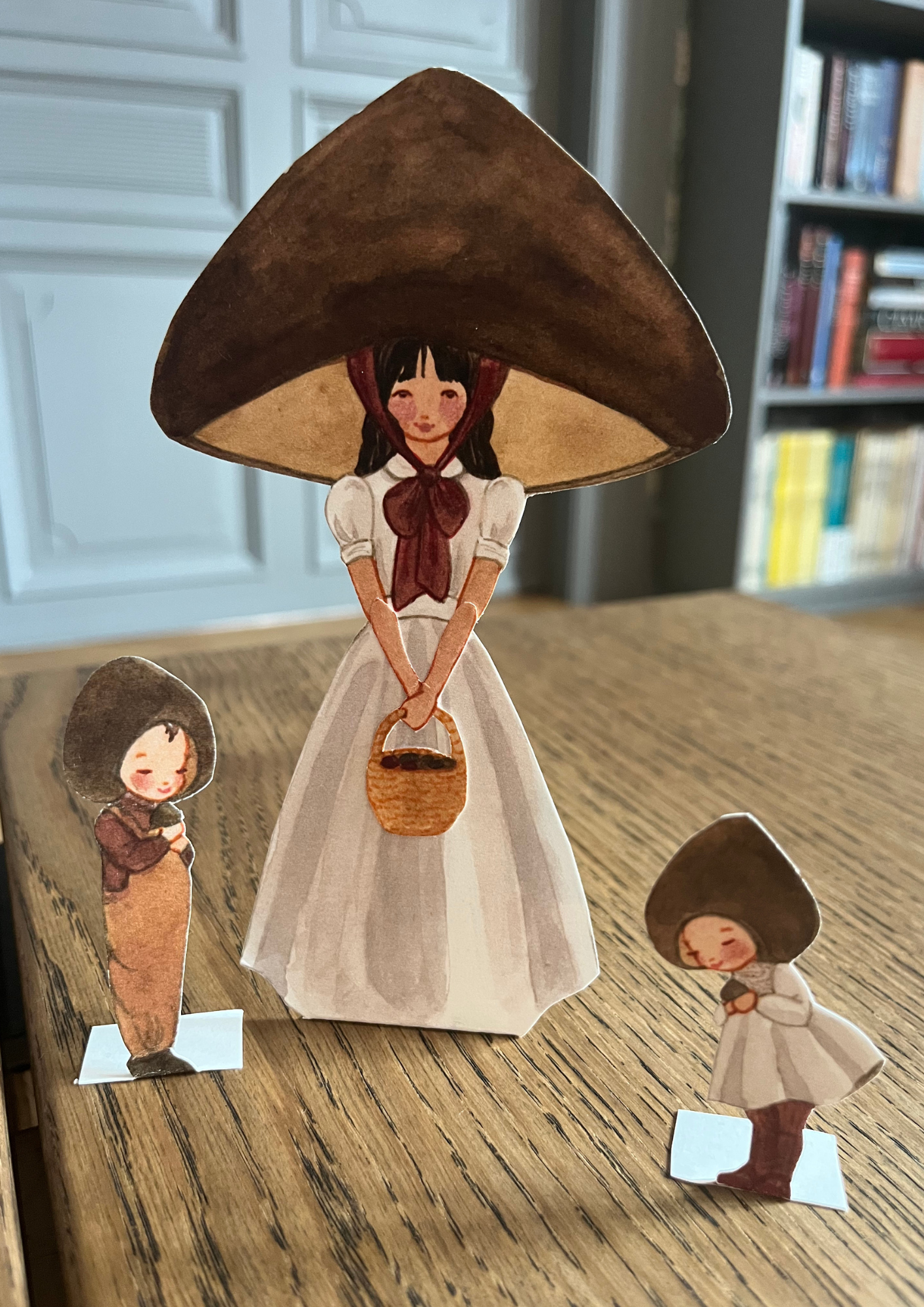 Bastelbogen - Braune Pilzmutter mit Kindern