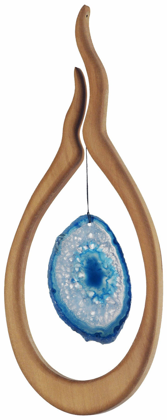 Fensterschmuck - Feuer mit blauer Achatscheibe