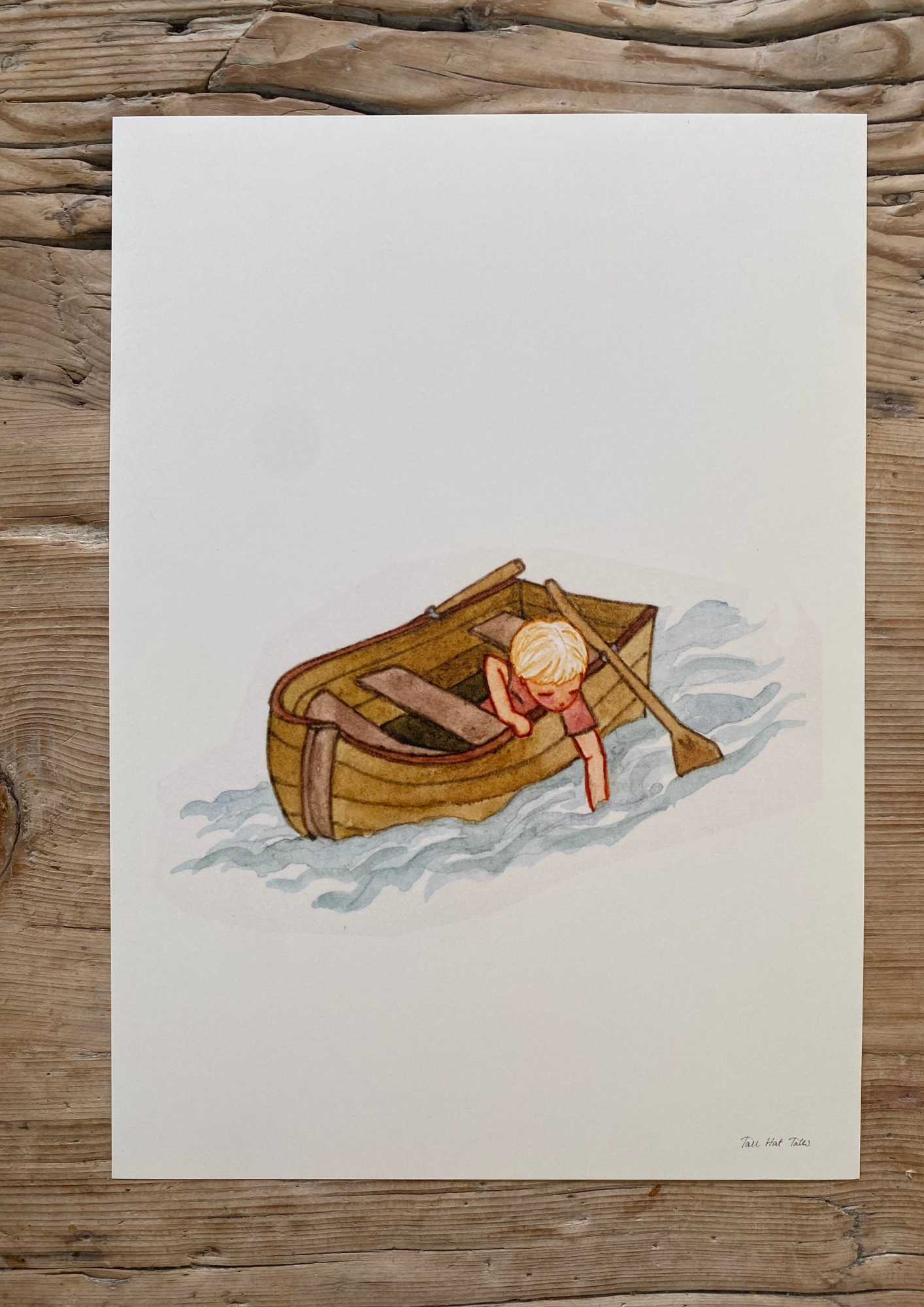 Beiboot mit Jungen - Poster A4