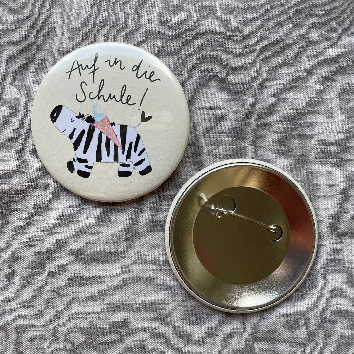 Button - Auf in die Schule - Zebra