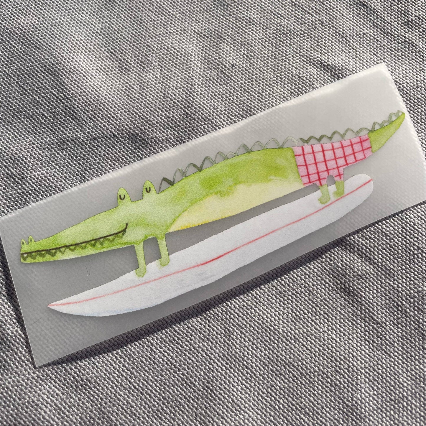 Bügelbild - Krokodil auf Surfboard