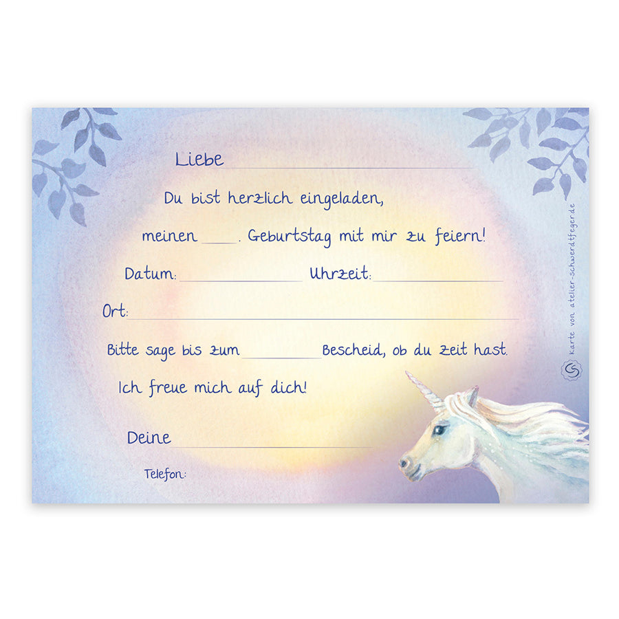 Einladungskarten Einhorn 10 Stück