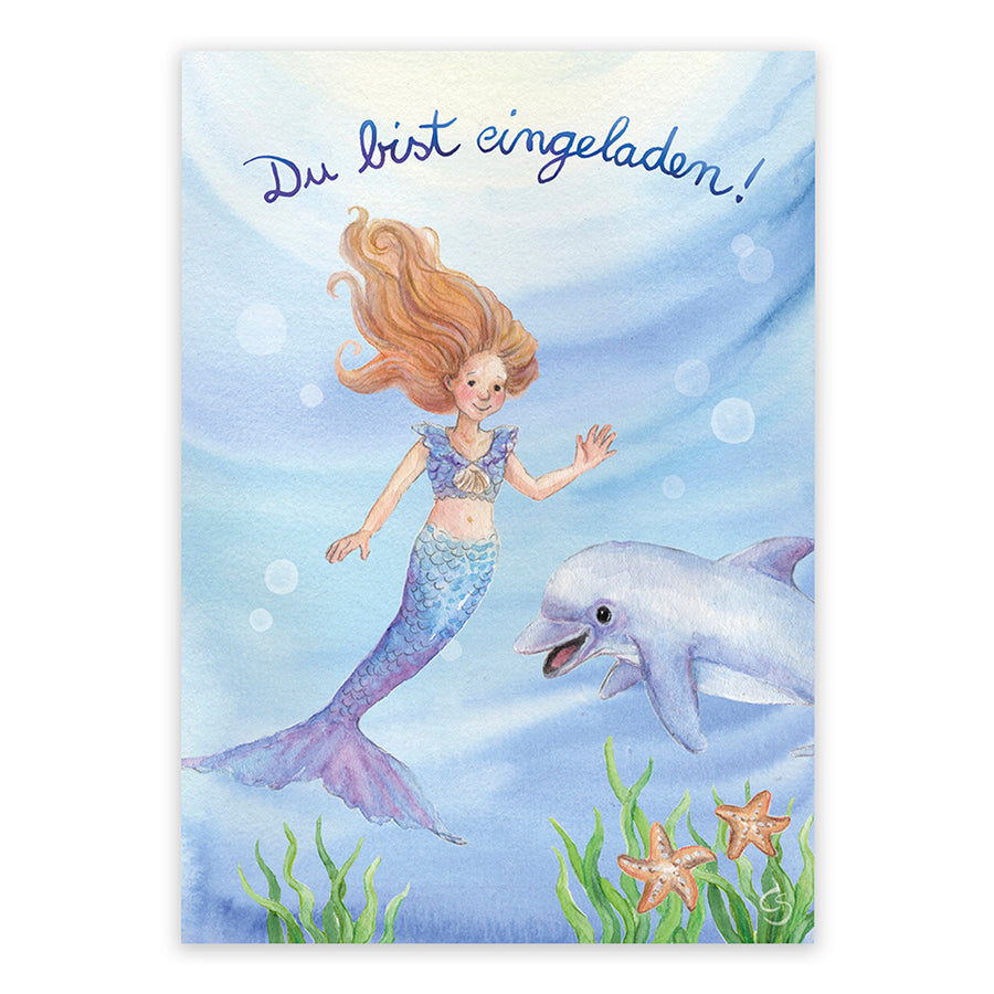 Einladungskarten Meerjungfrau 10 Stück