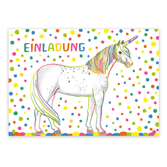 Einladungskarten Konfetti-Einhorn 10 Stück