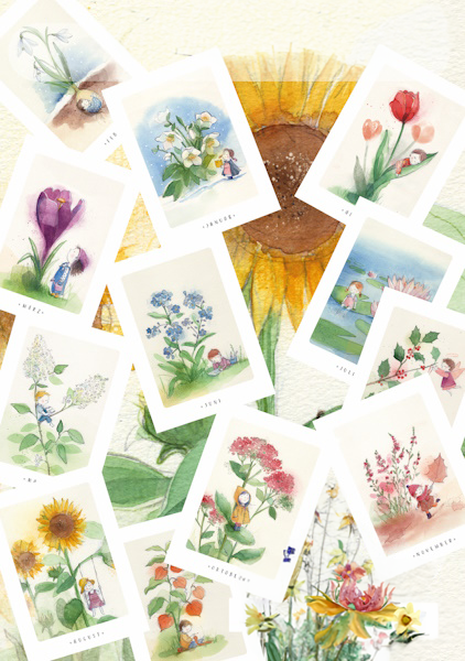 Monatskarten Blumen - Set von Stefanie Messing
