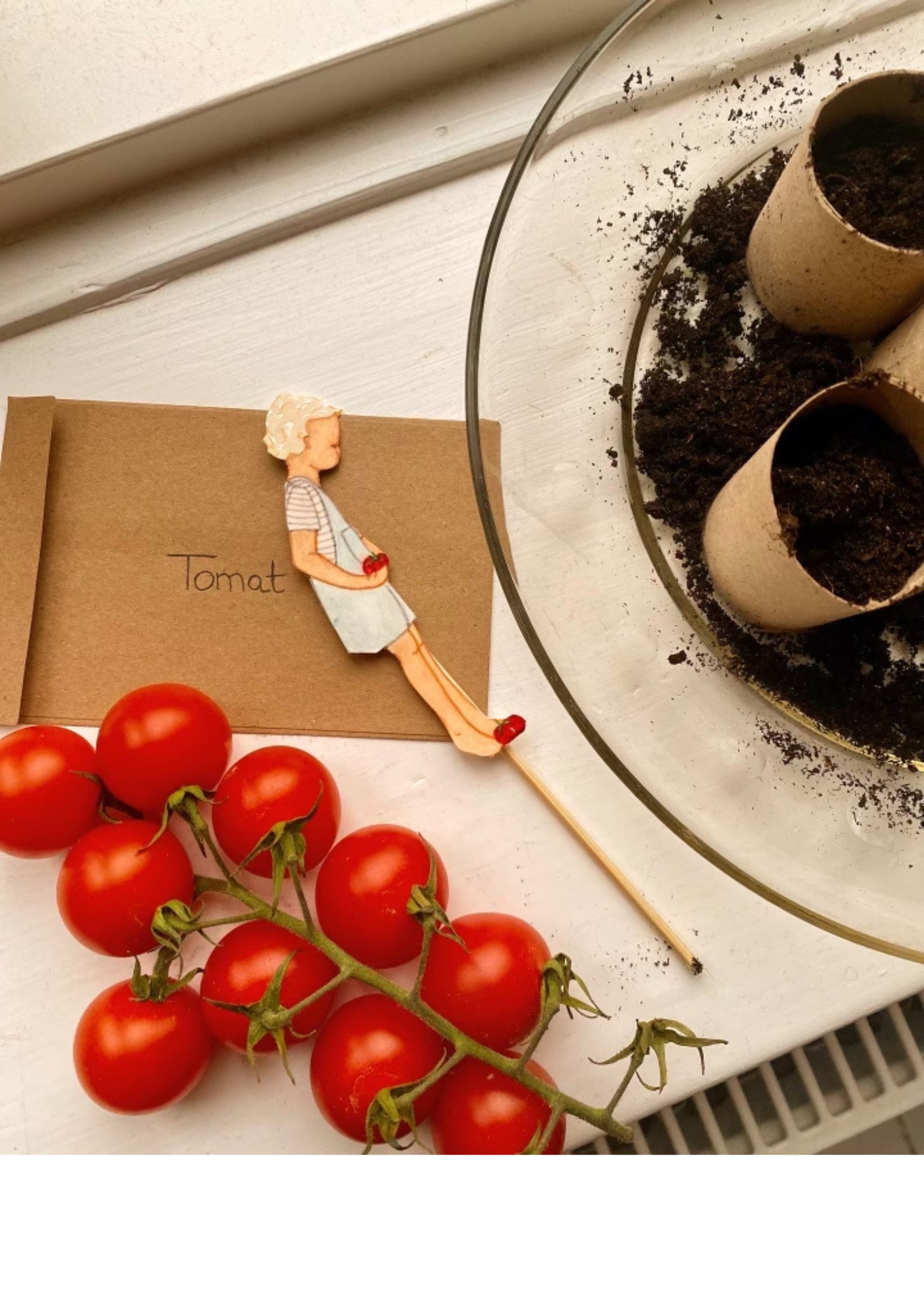 Bastelbogen - Kinder pflanzen essbare Samen