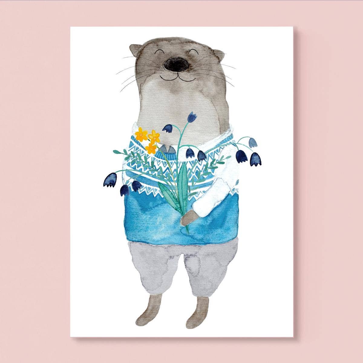 Otter mit Blumen A6