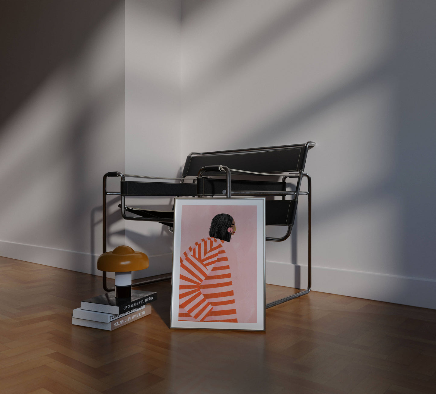 Die Frau mit den orangen Streifen - Kunstdruck A3
