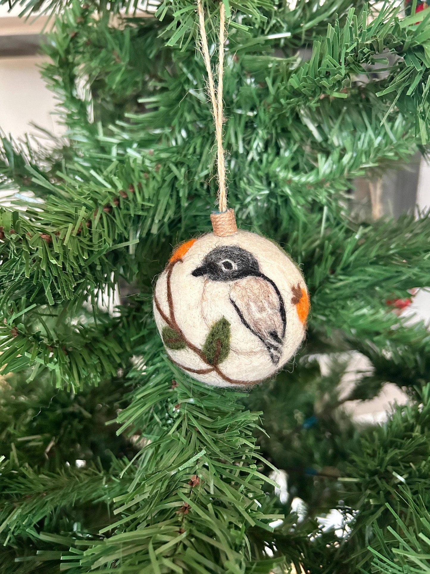 Filzdekoration - Weihnachtskugel Vogel