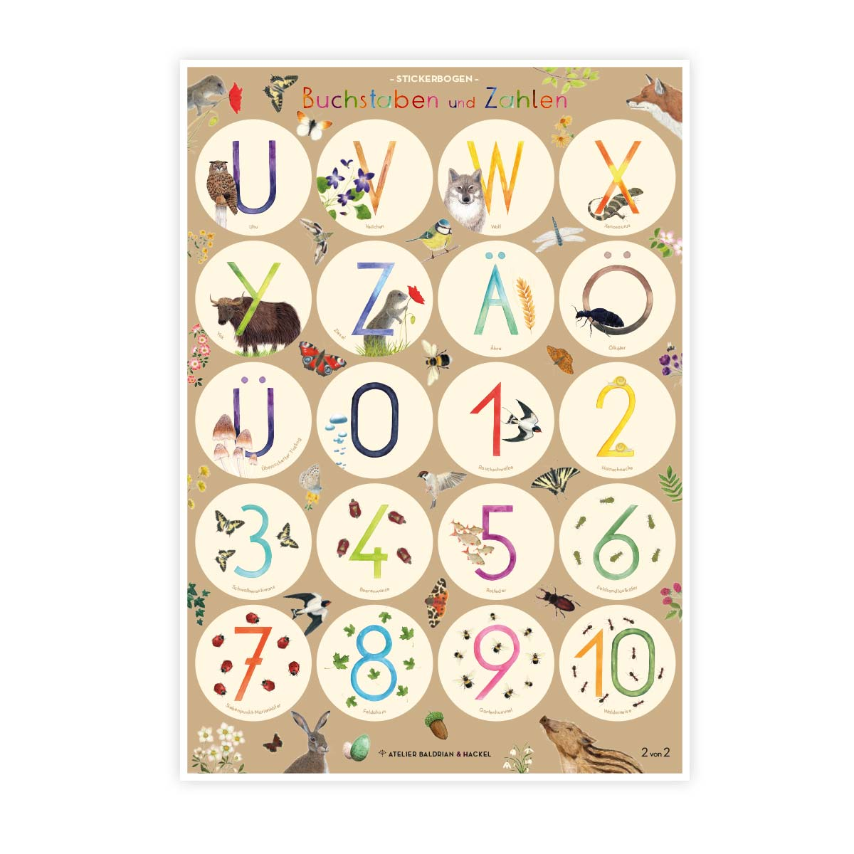 Kunst Aufkleber - ABC & Zahlen Sticker