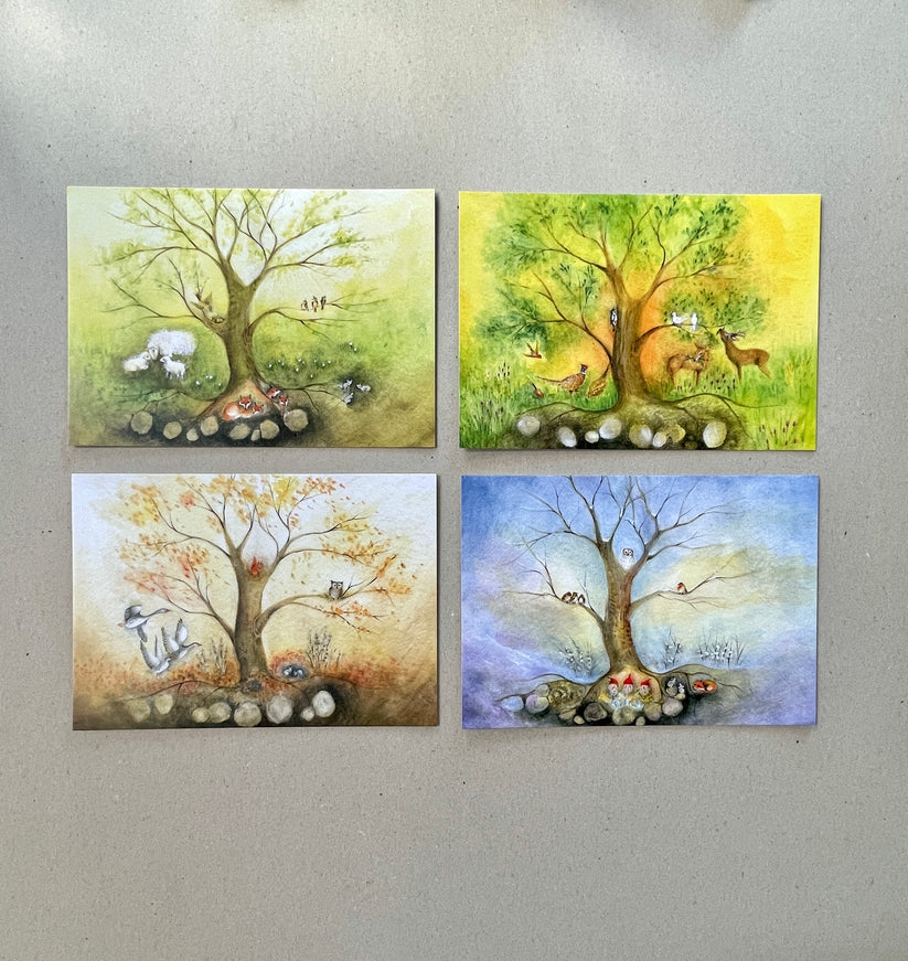 Kunstkarten Set "Jahreszeiten" (4 Bögen A4)
