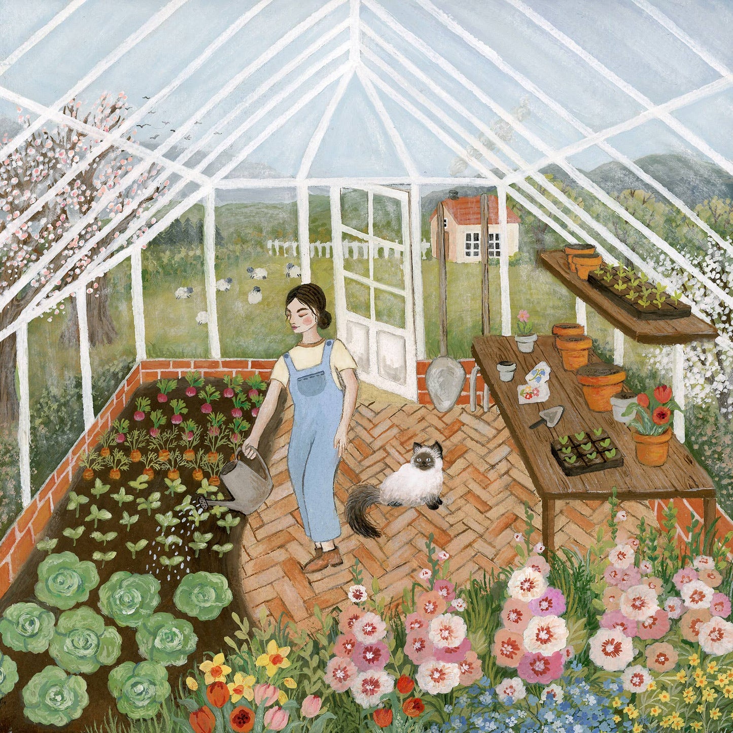 Print - Frühlingsblüten-Illustration (20x20 cm)