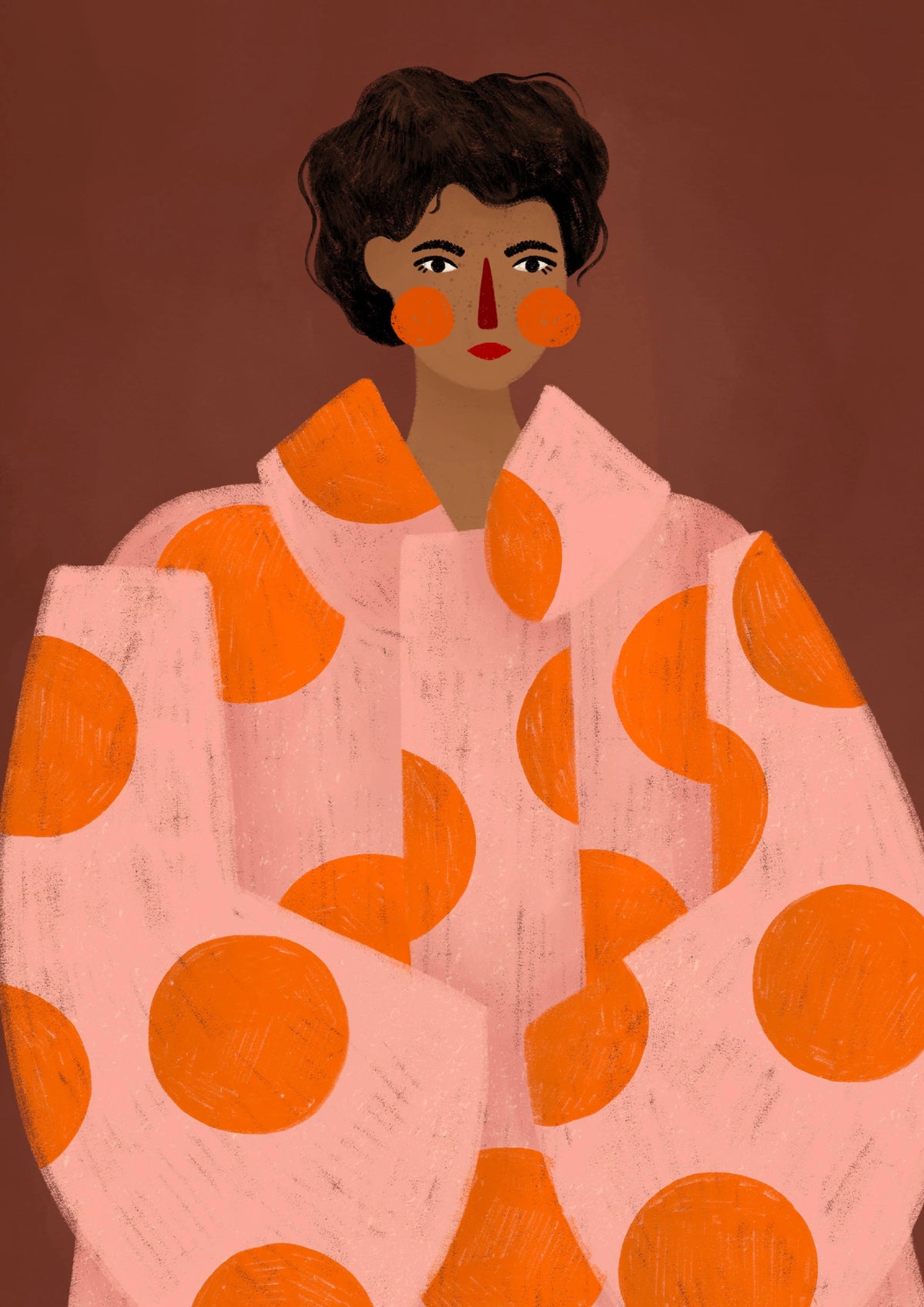 Print - Die Frau mit den orangen Punkten A3