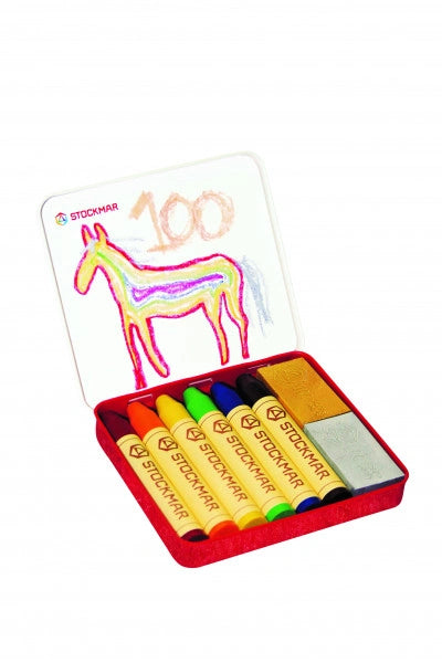 Stockmar Wachsmalstifte "Regenbogen" 6er Set +2 Blöcke