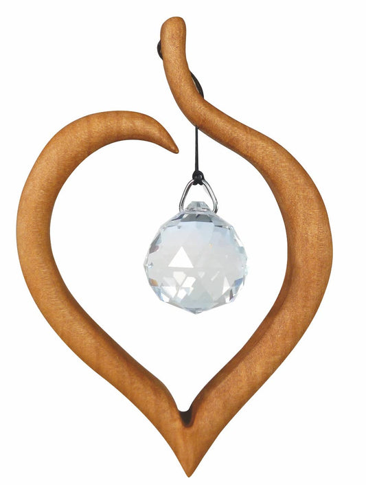 Fensterschmuck -  Kleines Lindenblatt mit Regenbogen-Kristall