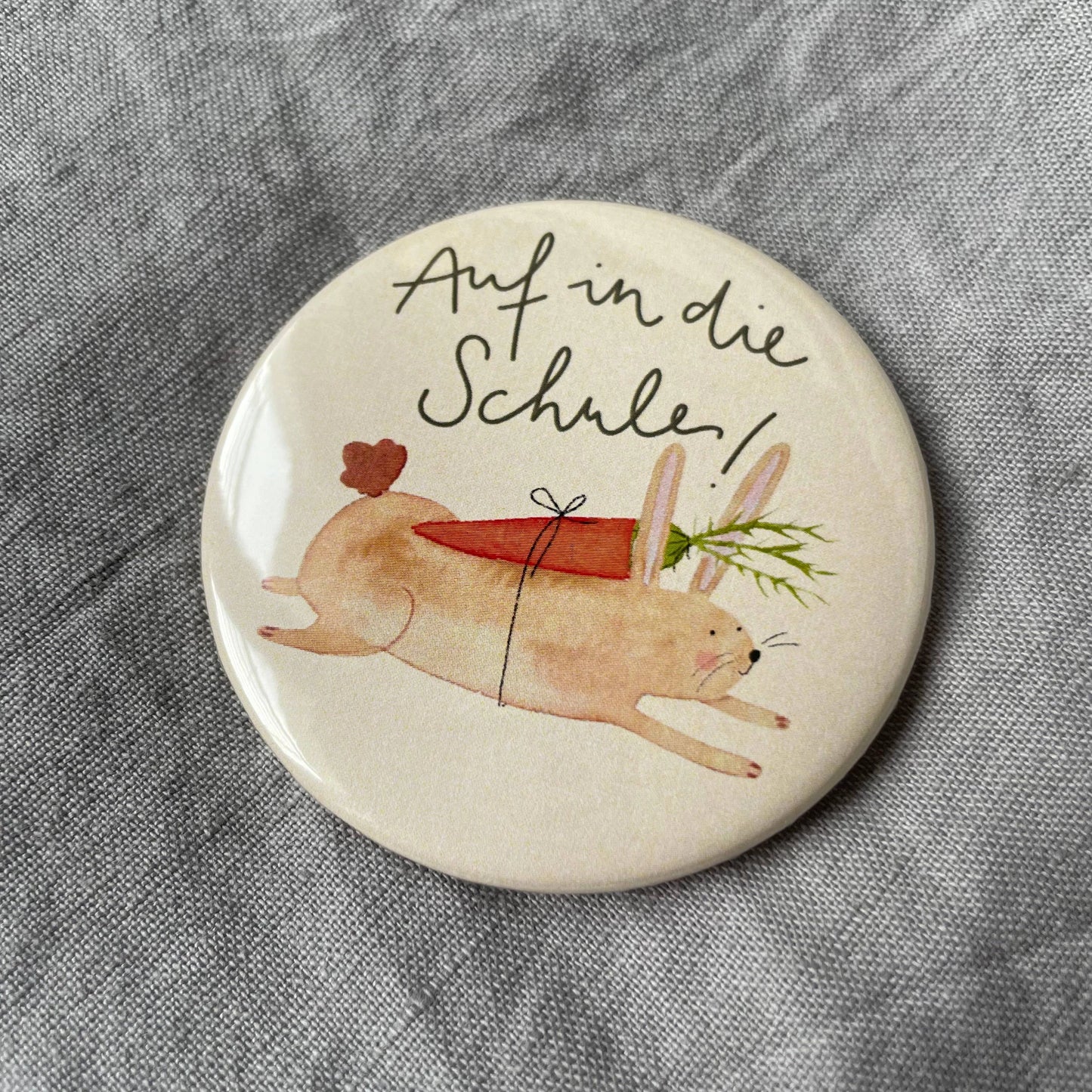 Button - Auf in die Schule - Hase