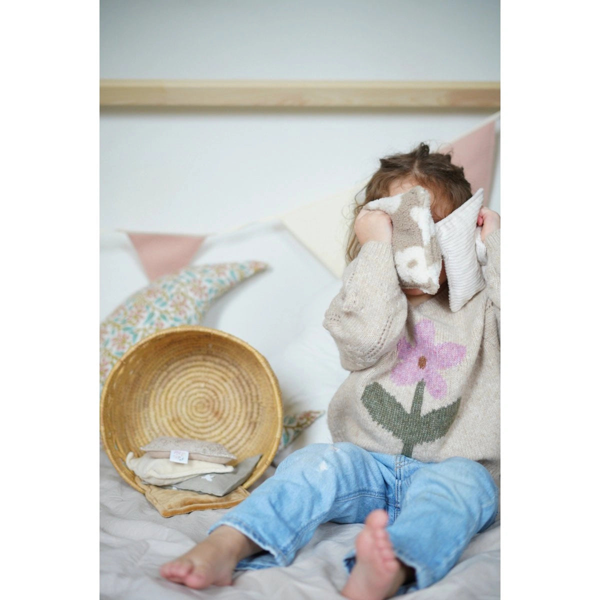 Sensorische Kirschkernkissen Beige, Braun, Weiß