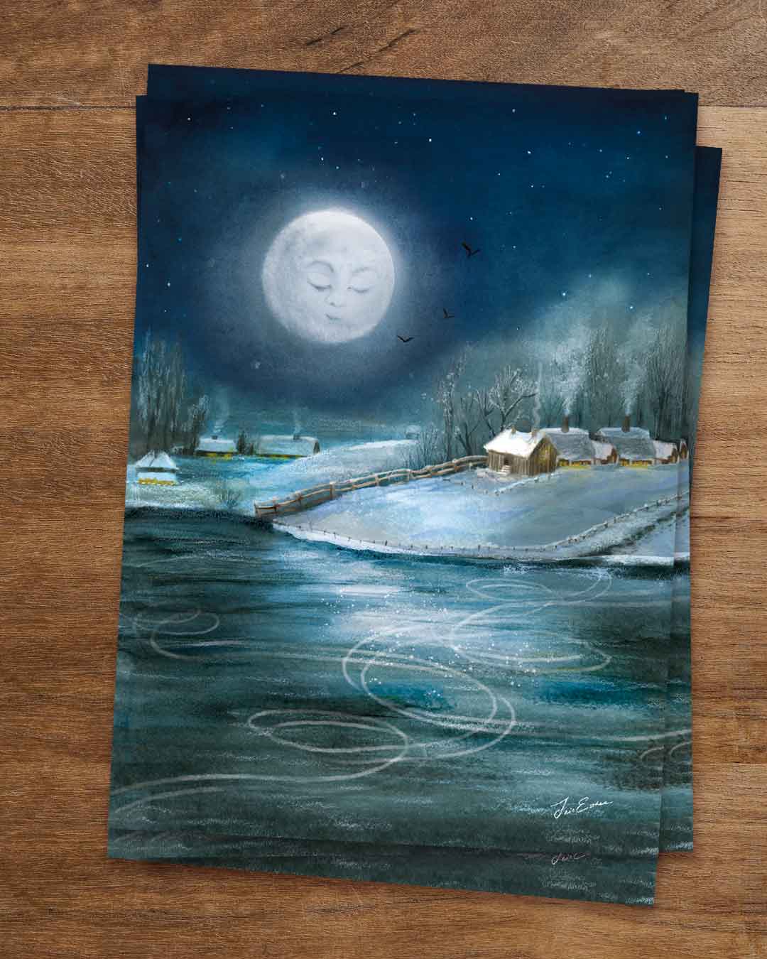 Postkarte Unter dem Wintermond von Iris Esther A6