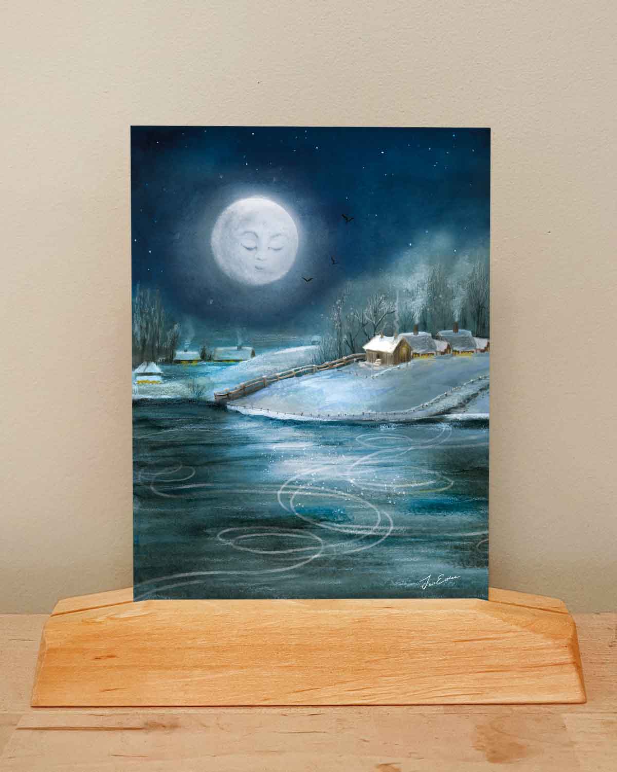 Postkarte Unter dem Wintermond von Iris Esther A6, Ansicht 3