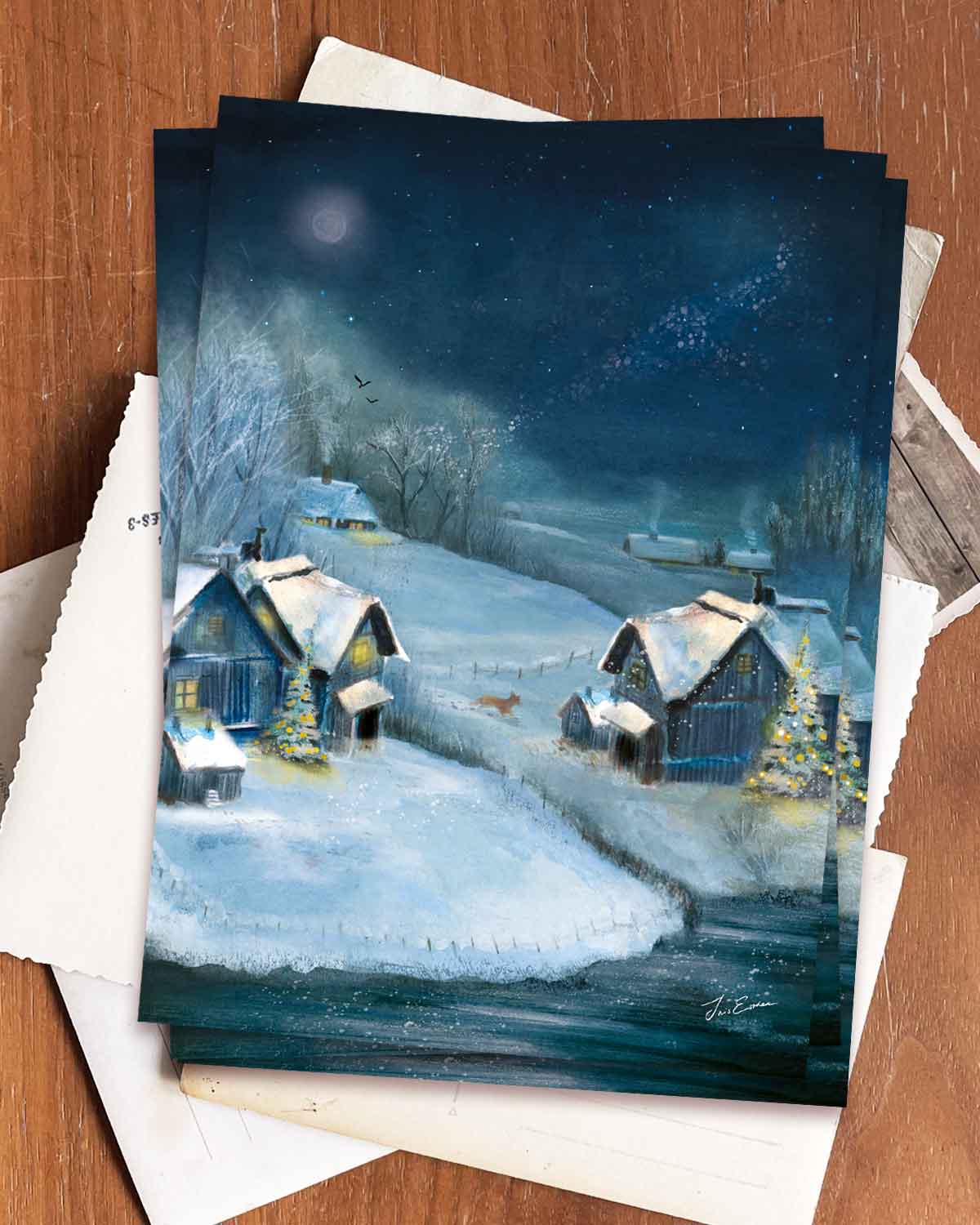 Postkarte Winterdorf von Iris Esther A6, Ansicht 2