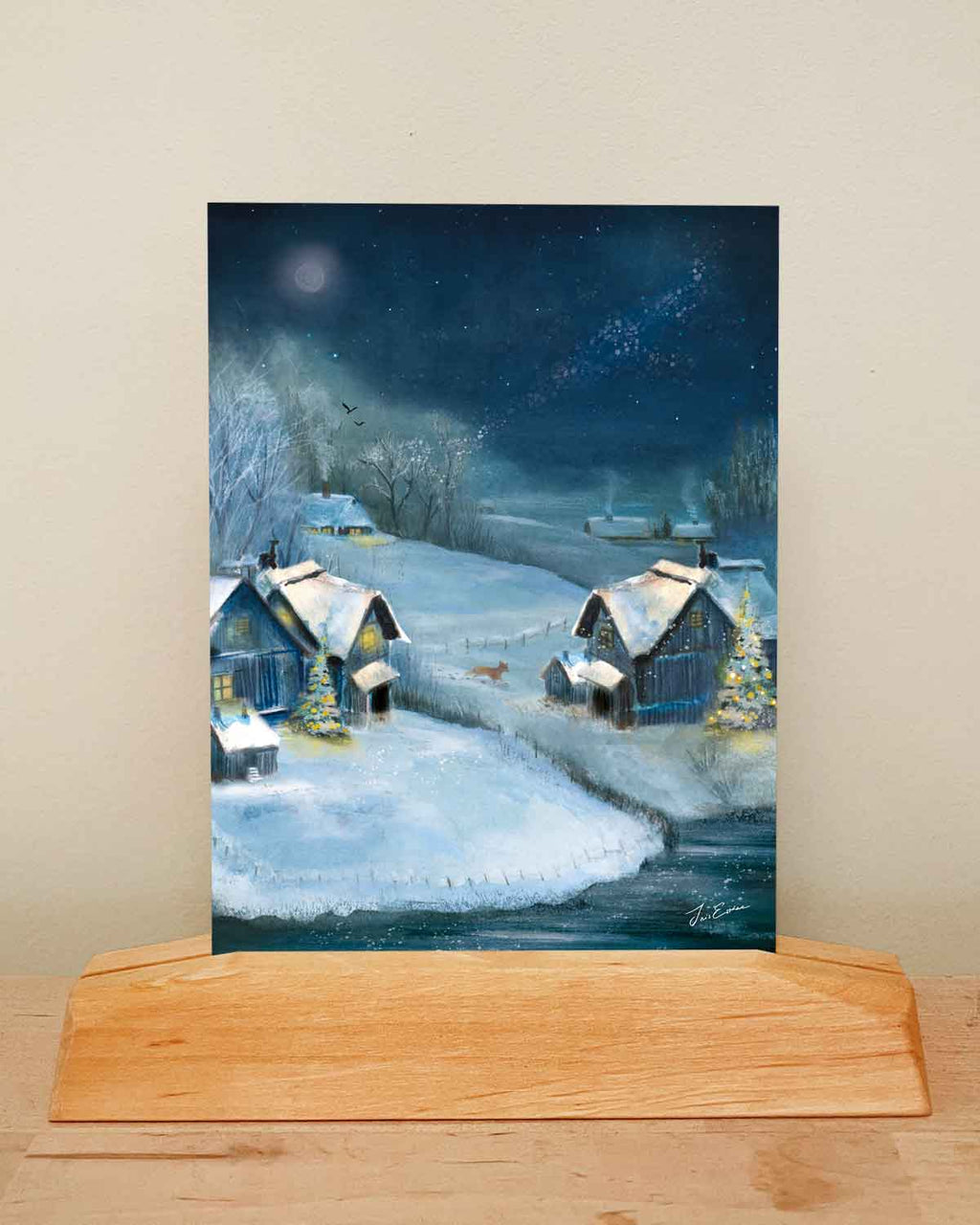 Postkarte Winterdorf von Iris Esther A6, Ansicht 3