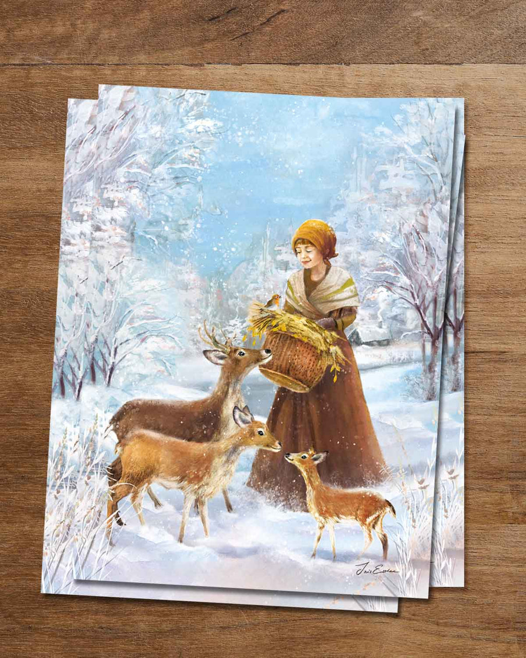 Postkarte Futter für die Rehe von Iris Esther A6