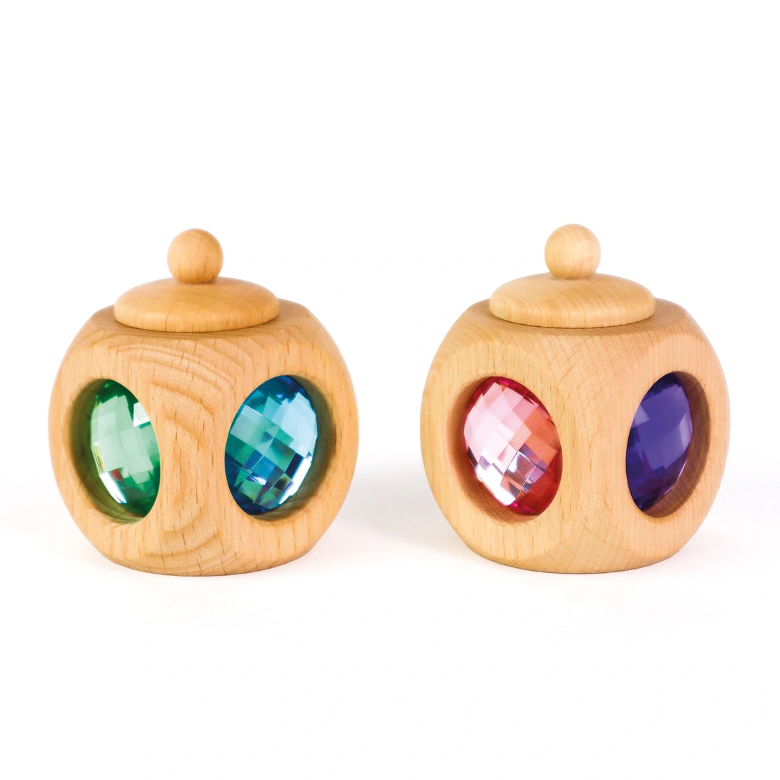 Bauspiel Milchzahndose Pastell aus Holz mit Funkelsteinen