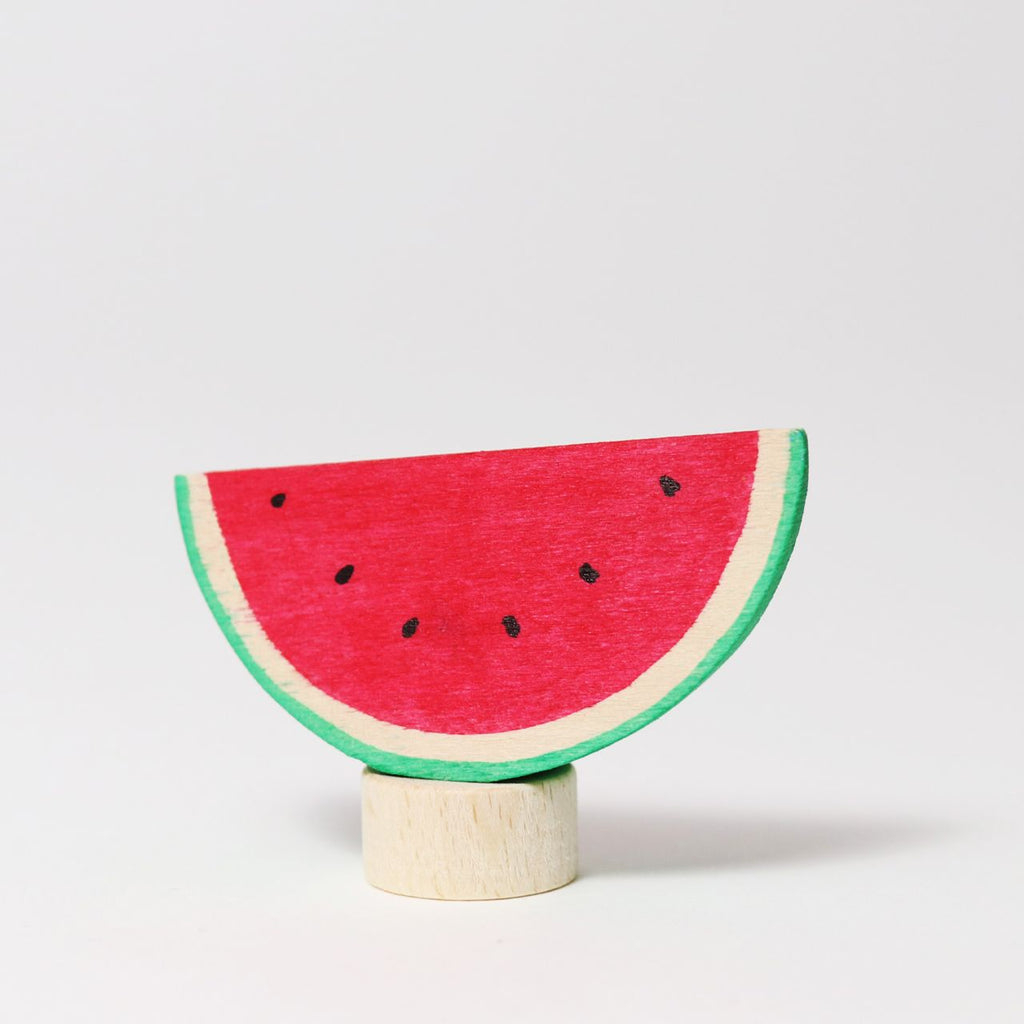 Grimm's Steckfigur Melone, die Wassermelonenscheibe ist aus Lindenholz und von Hand bemalt