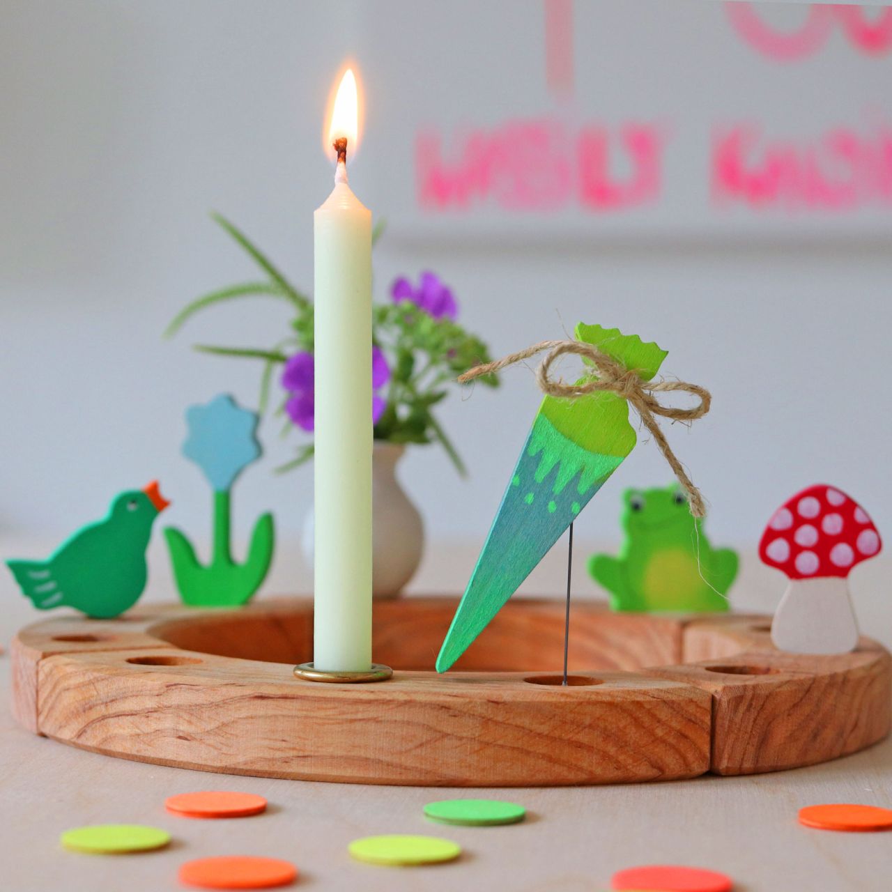 Steckfigur Schultüte Neongrün