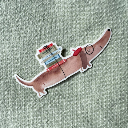 Sticker - Dackel mit Büchern 