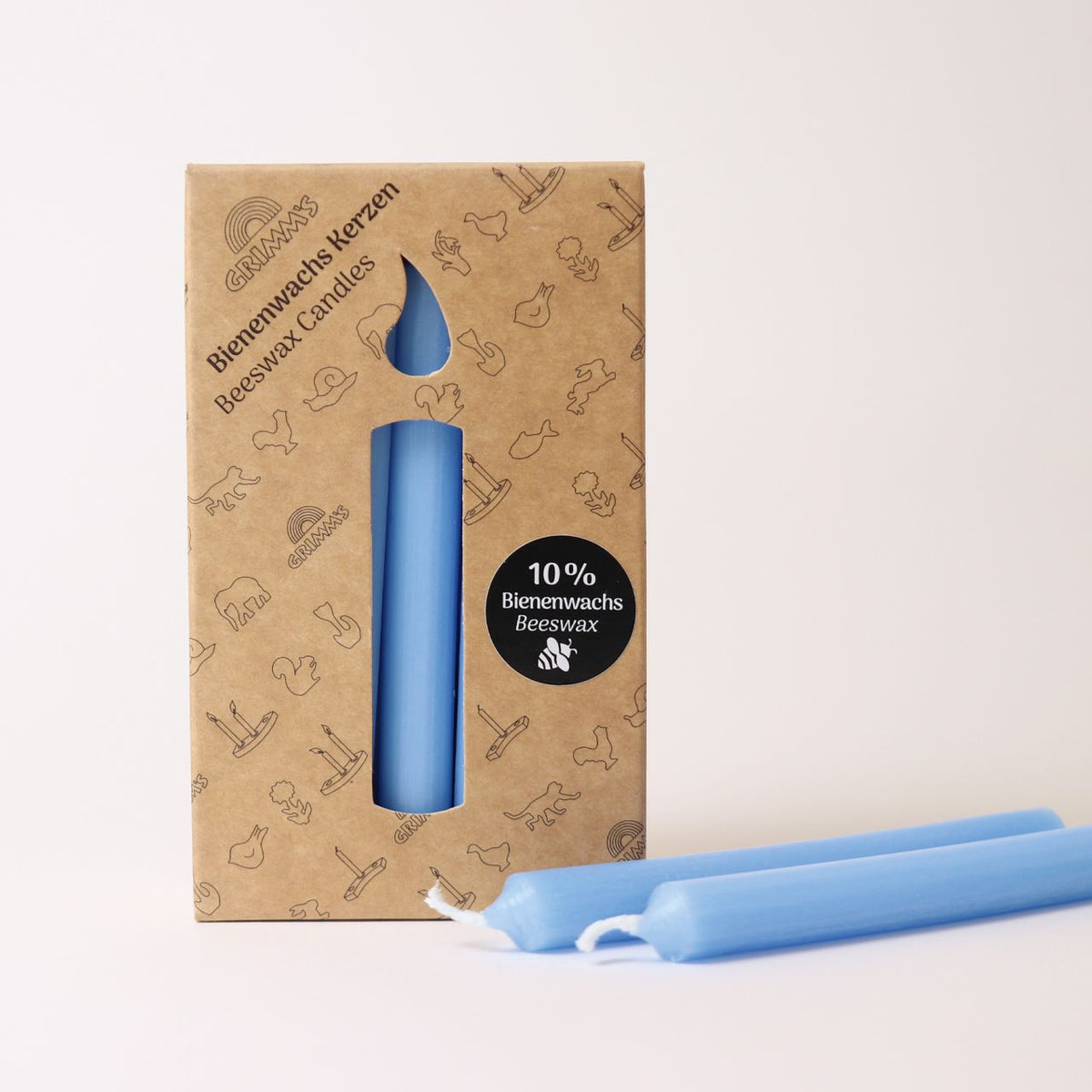 Grimm's Bienenwachs-Kerzen Hellblau 10 Prozent, 12 Stück, Foto 2