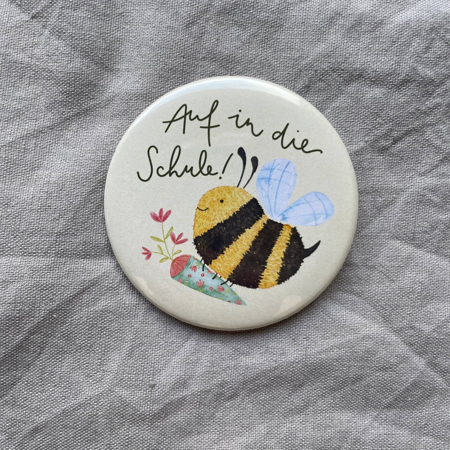 Button - Auf in die Schule - Biene