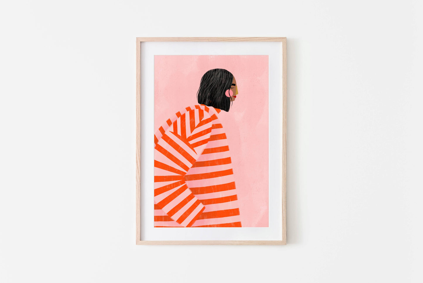 Die Frau mit den orangen Streifen - Kunstdruck A3