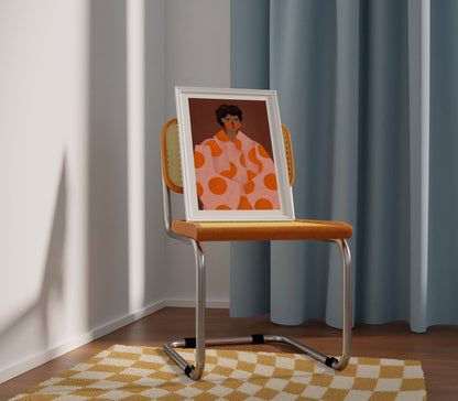 Die Frau mit den orangen Punkten - Kunstdruck A3