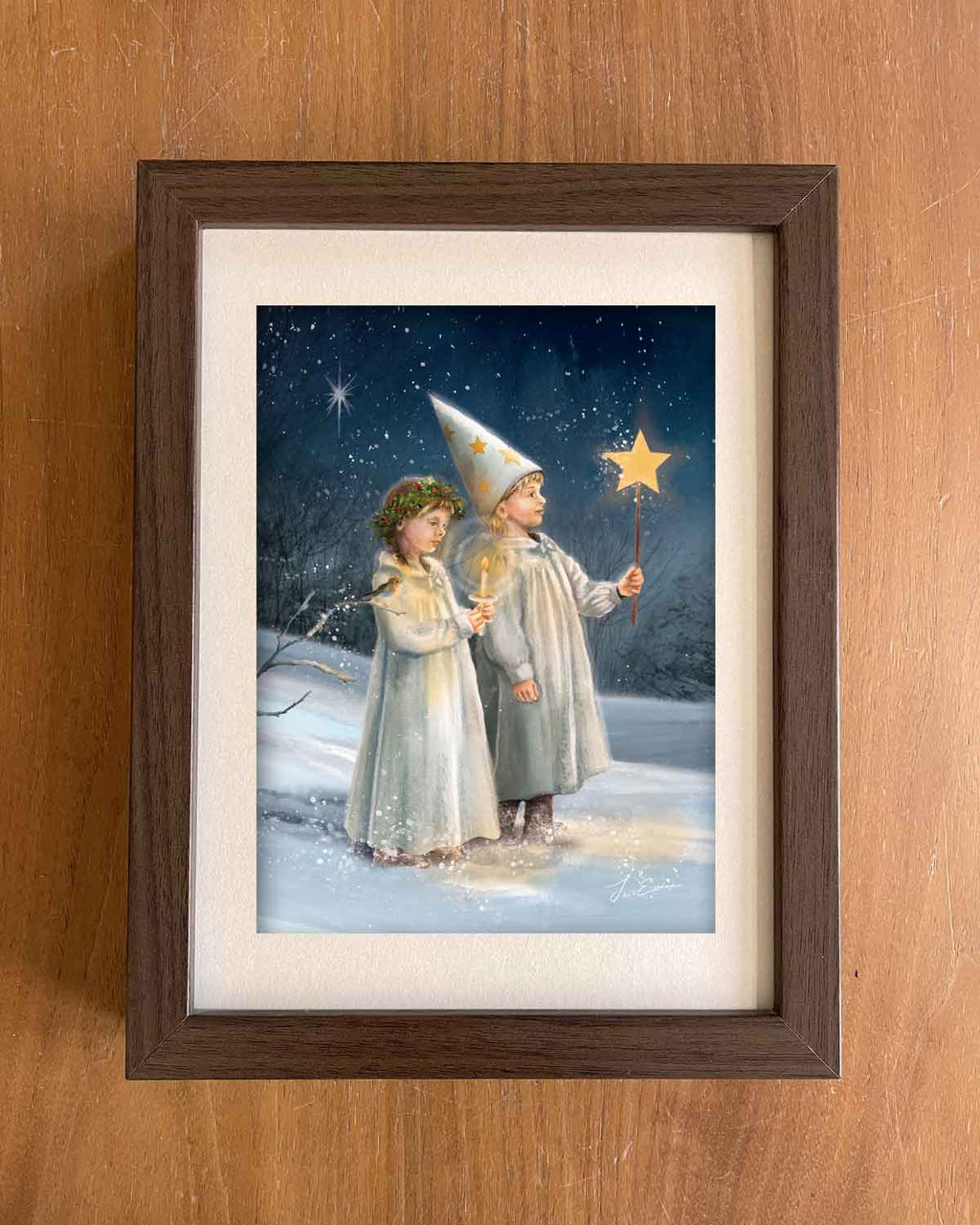 Postkarte Kleine Lucialichter von Iris Esther A6, Ansicht 3