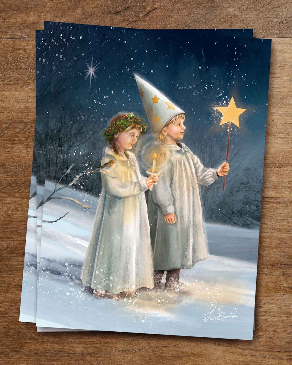 Postkarte Kleine Lucialichter von Iris Esther A6