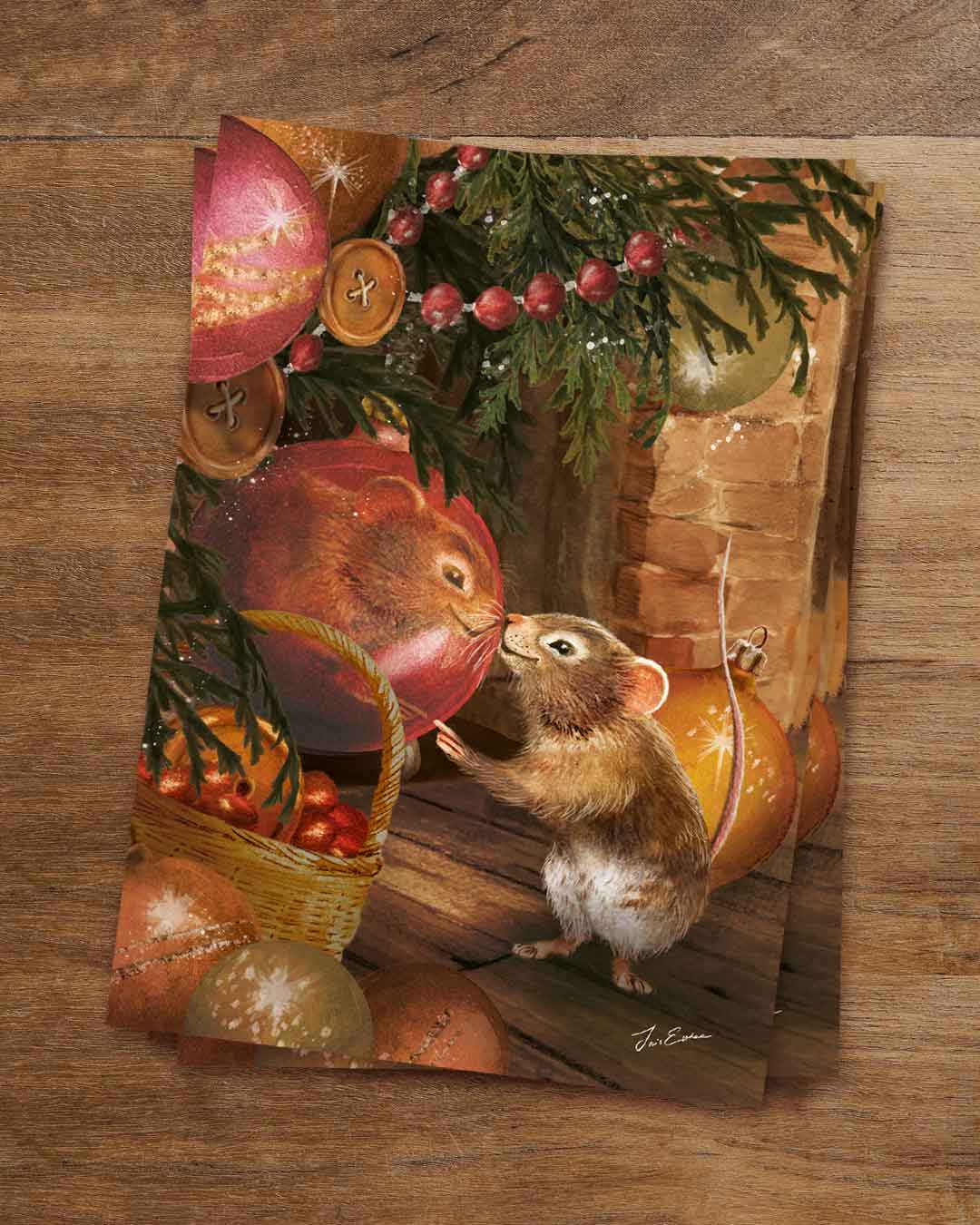 Postkarte Unter dem Weihnachtsbaum von Iris Esther A6