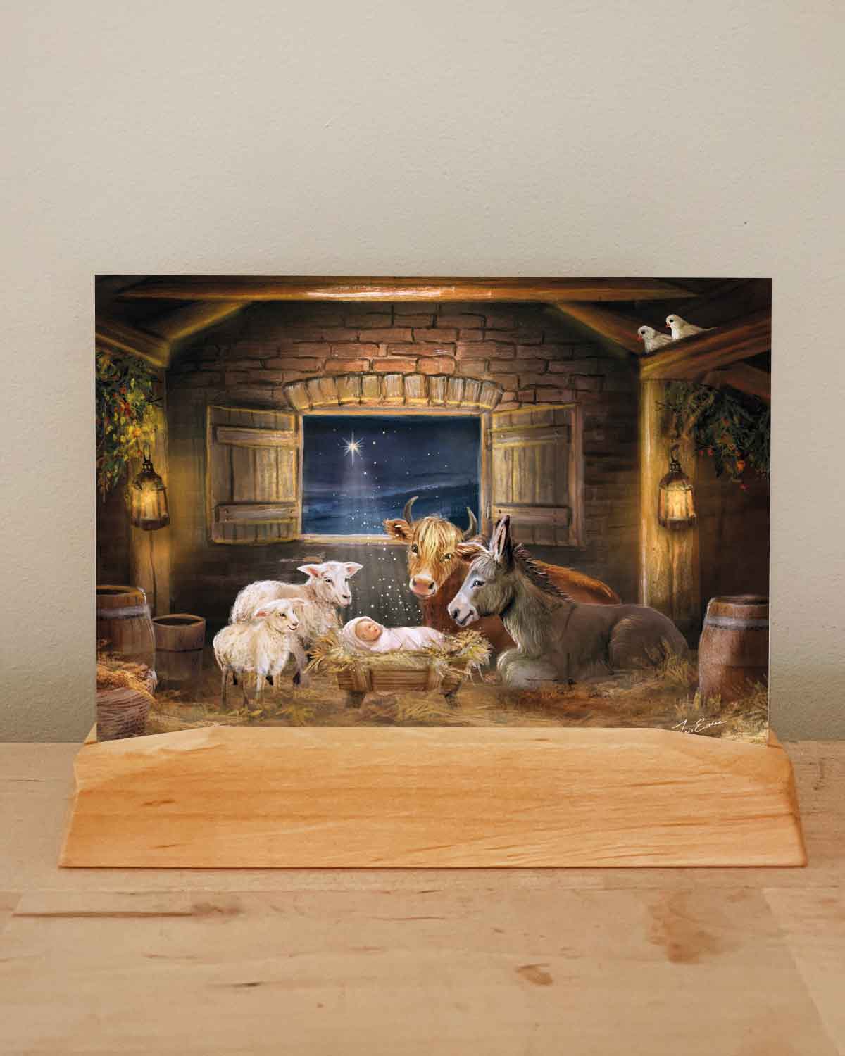 Postkarte Der Weihnachtsstall von Iris Esther A6, Ansicht 3