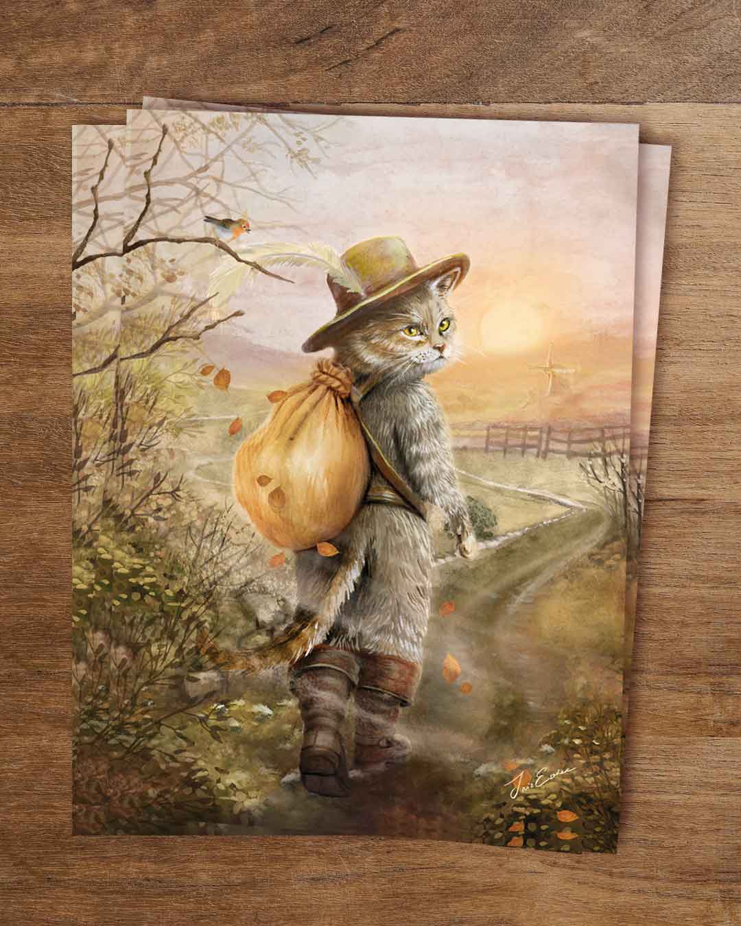 Postkarte Der gestiefelte Kater von Iris Esther A6