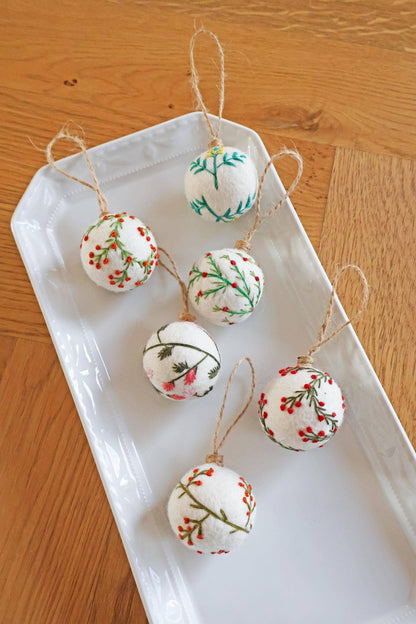 Filzdekoration - Weihnachtskugel 6er-Set