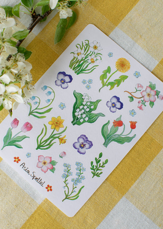 Stickerbogen - Frühlingsblumen