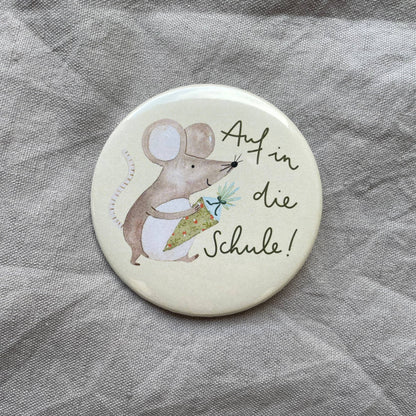 Button - Auf in die Schule - Maus