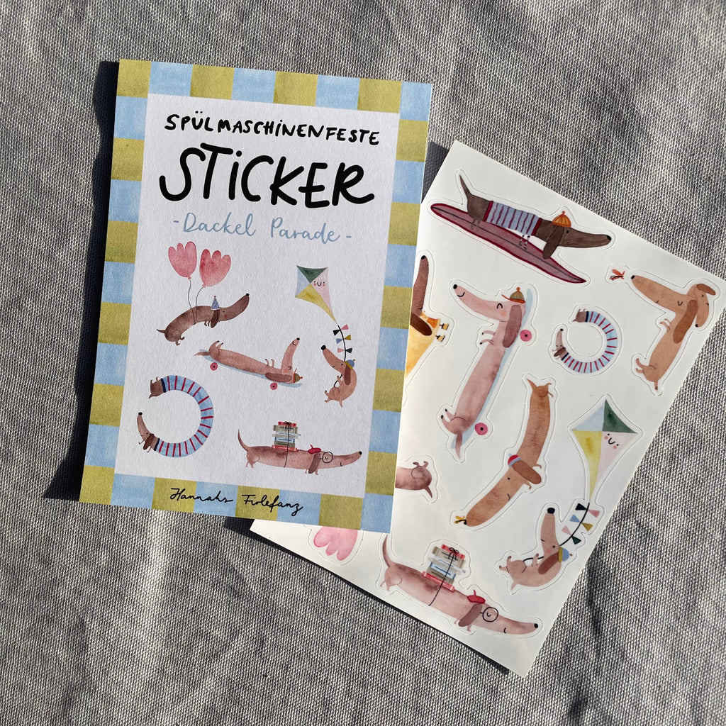 Spülmaschinenfeste Sticker Dackel von Hannahs Firlefanz A6