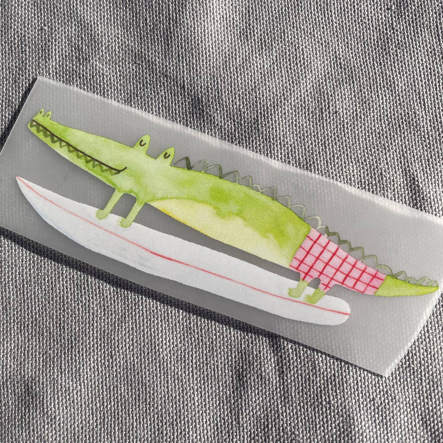 Bügelbild - Krokodil auf Surfboard